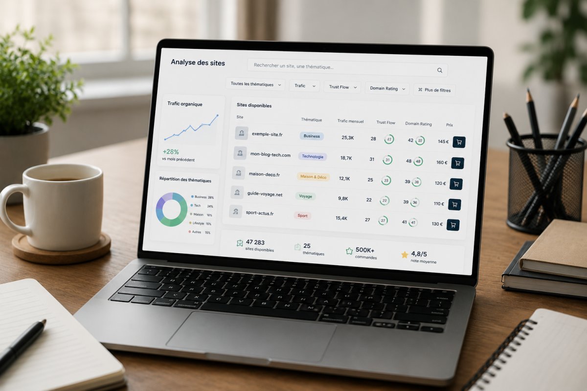 Analyse de sites sur une plateforme de netlinking